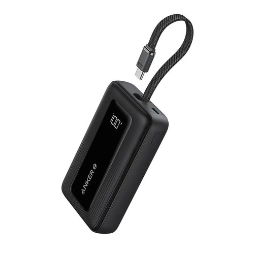 Anker Power Bank (10K,30W, Built-in USB-C Cable Black — image 1