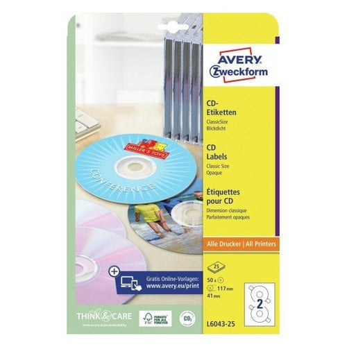 Avery Zweckform Cd-etiquetas L6043-25 Ø 117MM — image 1