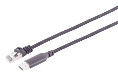 S-impuls USB-A LAN Cable Adapter 1G, RJ45, Alu, Black 2M — image 1