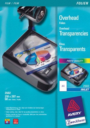Avery Zweckform Inkjetfolien 2502 Transparent 50 Units — image 1