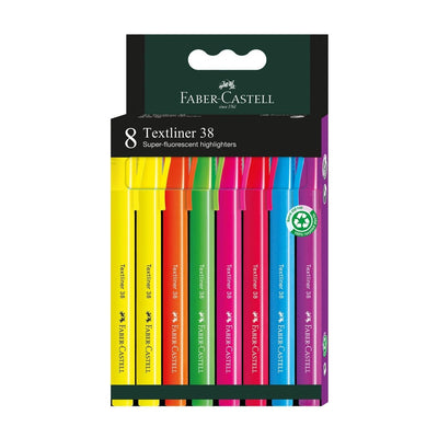 Faber-castell Textliner 38 Pack 8 Marcadores Fluorescentes - Body Thin - Punta Biselada - Trazo Thick And Thin — image 1