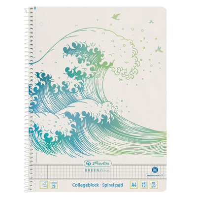 Herlitz Notebook Espiral A4 70 Hojas Regladas 28 Greenline Wave — image 1