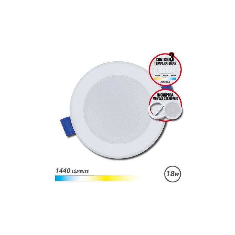 Elbat Downlight Circular 18W - 1440LM - Selector 3 Temperaturas + Sobrepared - White