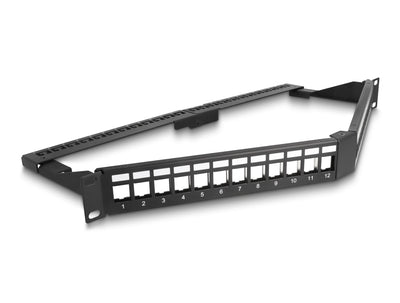 Delock 19 Keystone Patchpanel 24 Port With Entlastungsschiene 1 He Gewinkelt Black — image 1