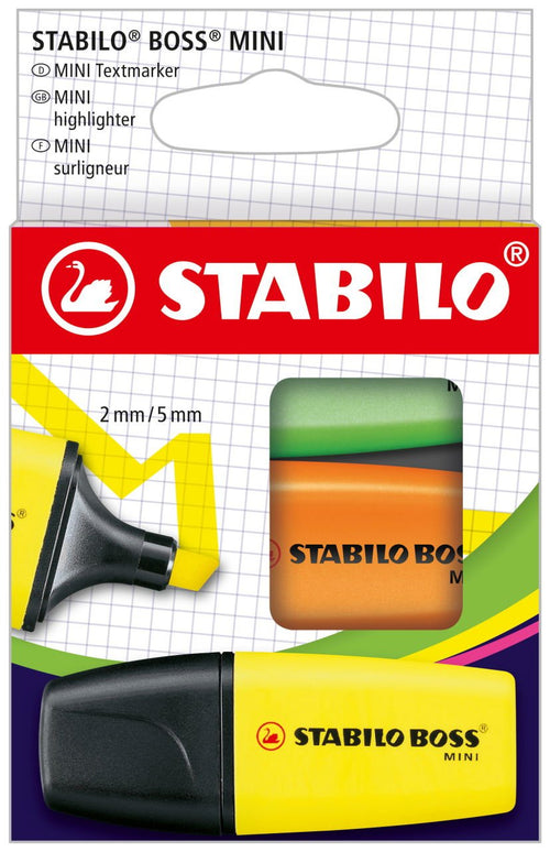 Stabilo Boss Mini Pack 3 Marcadores Fluorescentes - Trazo Entre 2 And 5MM - Ink With Base Water - Antisecado - — image 1