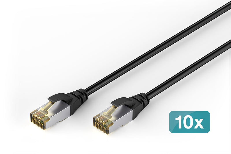 Digitus CAT.6A S/FTP Exterior- Network Cable, Pe, 10 Unidades 10M, CAT.6A, S/FTP (s-STP), RJ-45, Negro