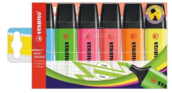 Stabilo Boss Case Marcadores Fluorescentes Genuine - Case 6 Colours - Punta Biselada