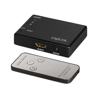 Logilink Switch HD0042 HDMI 3X1 Ports 1080P / 60HZ, Hdcp, Cec, Rc, Pequeñ Or — image 1