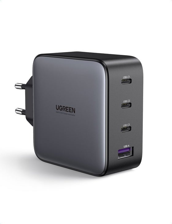 UGREEN USB-A + 3x USB-C 100W GaN Tech Fast Charger Wall Ue Black