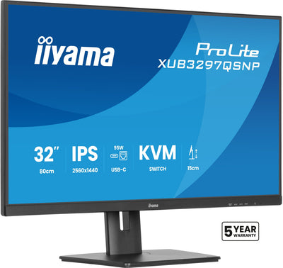 Iiyama XUB3297QSNP-B1 32 Ips-panel 2560X1440 350CD M USB-C Dock LAN 95W Pd Dp-out KVM USB 3X3.2 + 1XC 1MS — image 1