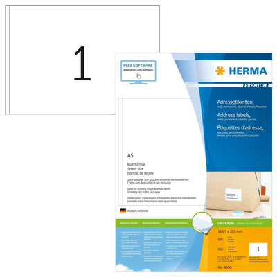Herma Address Labels 148,5X205 400 Sheets Din A5 400 Pcs. 8690 Labels — image 1
