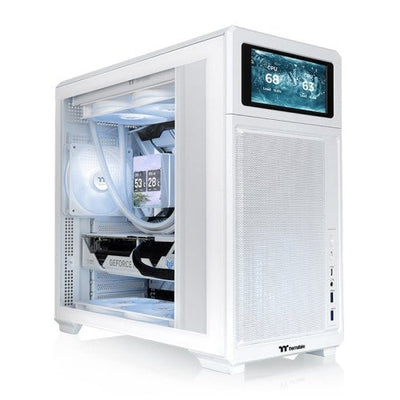 Thermaltake PC Case TR300 Tg Snow White Tempered Glass Power Extension Cord 120MM White Fan — image 1
