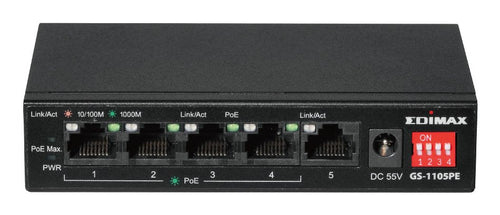 Edimax Switch GS-1105PE Long Range 5-PORT Gigabit With 4-PORT PoE + — image 1