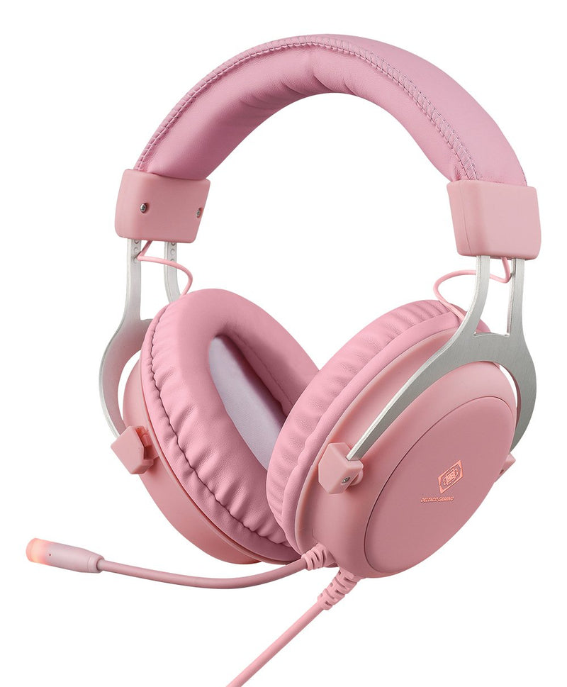 Deltaco GAM-030-P Auriculares Alámbrico Diadema Set USB Tipo a Rosa