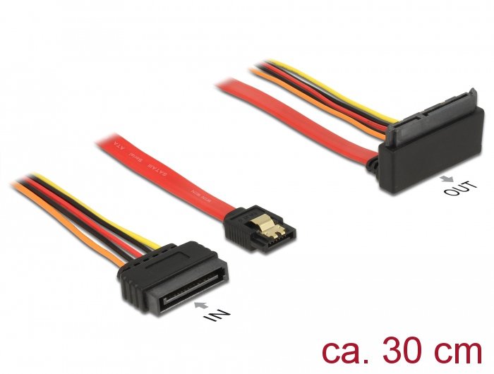 Delock Cable SATA 6GB S 7 Pin Buchse + SATA 15 Pin Strom Plug SATA 22 Pin Buchse Oben Gewinkelt Metall 30CM