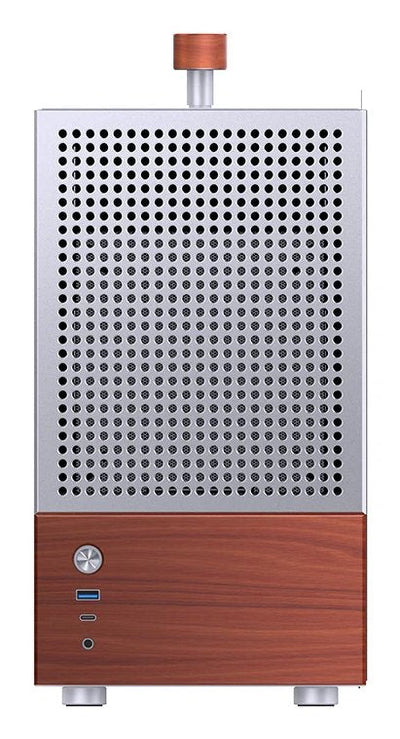 Jonsbo PC Case T6 Mini-tower, Mini-itx, Tempered Glass, Wood - Silver — image 1