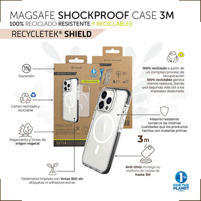 Muvit For Change Case Recycletek Magsafe Shockproof 3M Compatible With Apple Iphone 14 Pro Max. Transparent/Bl — image 1