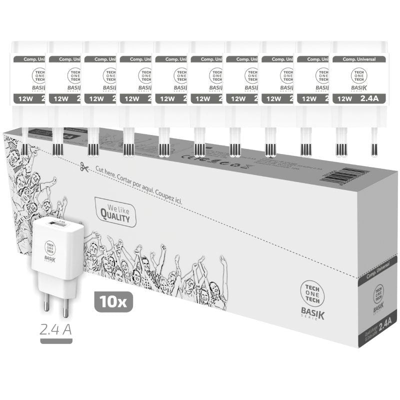 Tech One Tech Pack 10 Chargers Wall Basik TEC2954 1x USB 12W