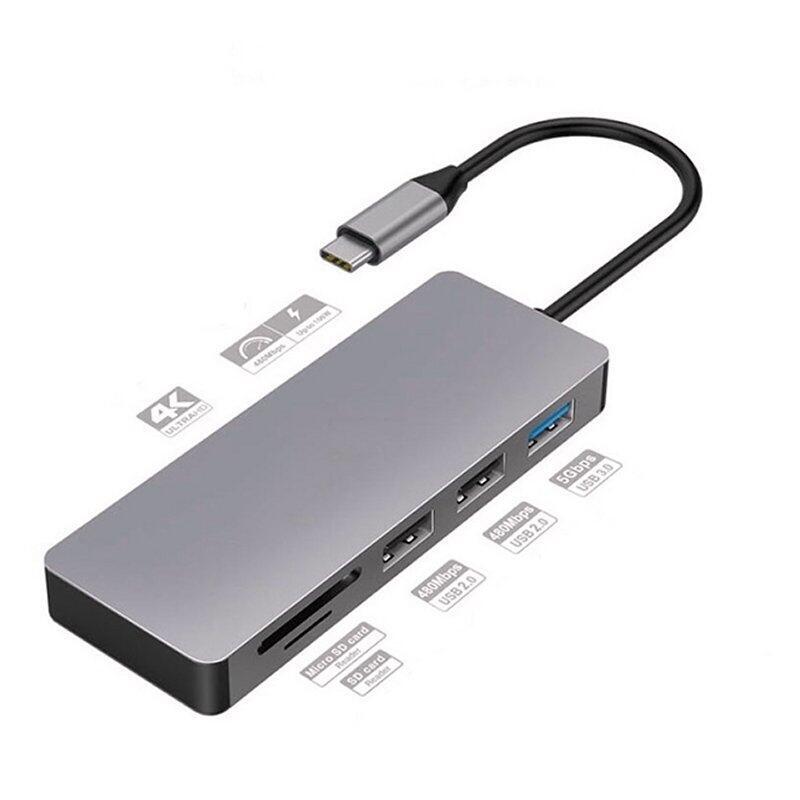 Platinet Adapter 7-EN-1 USB Type-c a USB/HDMI/microSD/SD/Type-c Charging