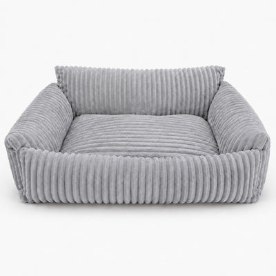 Lodie Corduroy Dog Sofa with Removable Cover – Beige, M