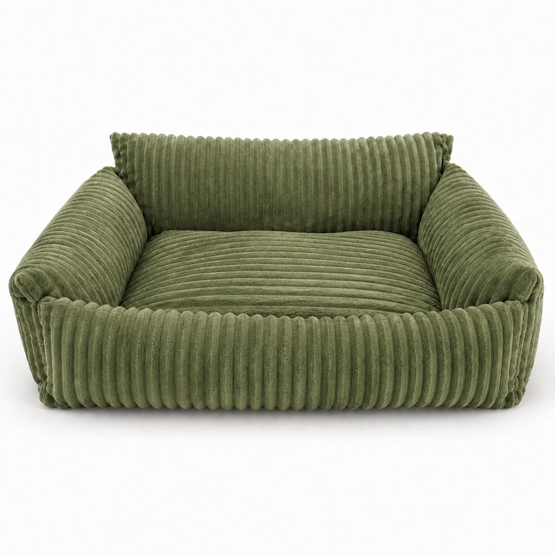 Lodie Corduroy Dog Sofa with Removable Cover – Green, S