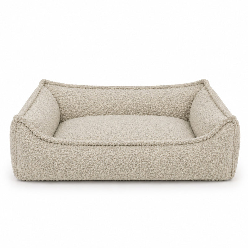 Nino Bouclé Memory Foam Dog Basket Bed – Ecru, M