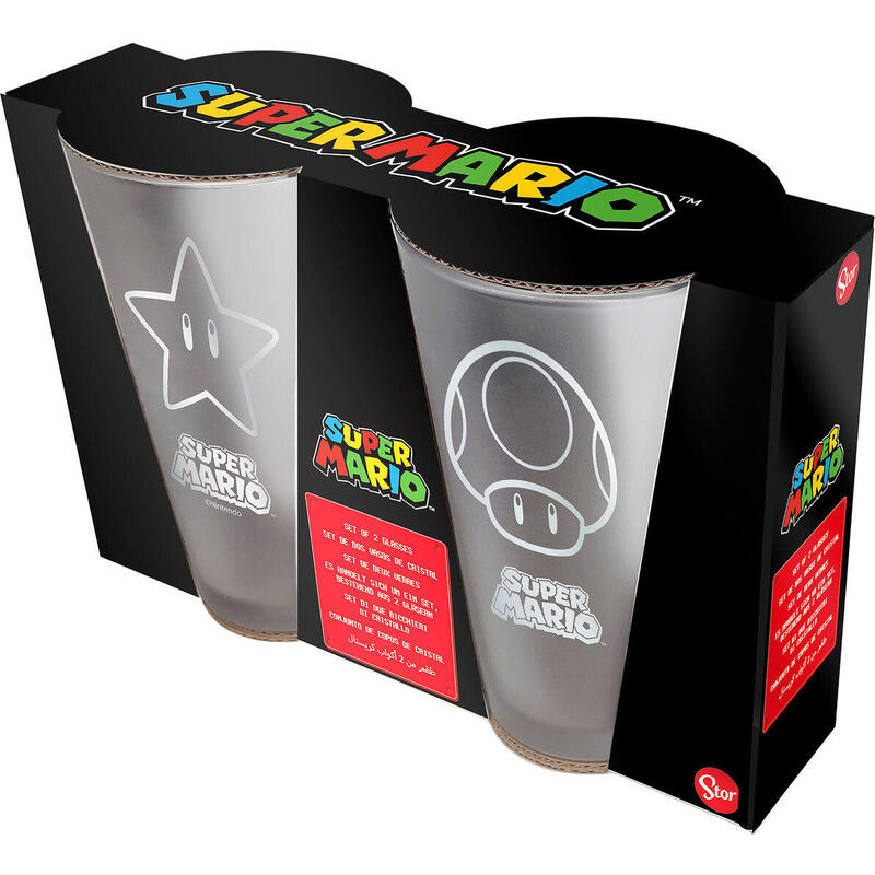 Set 2 Glasses Casual Mario Bross 490ML