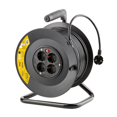 Technik Enrollacable 4 Sockets 25M Black + Switch — image 1