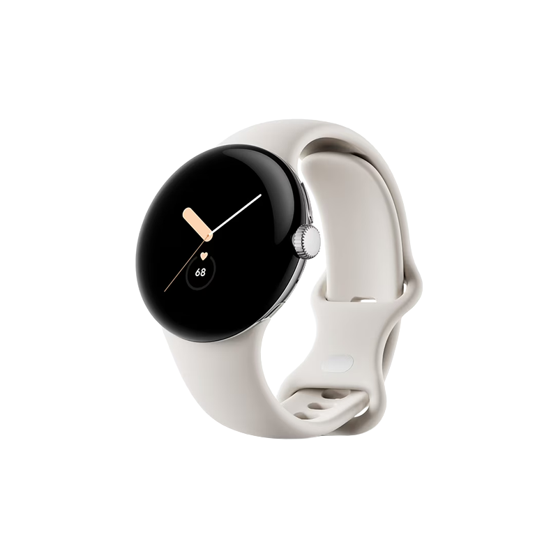 Google Watch Pixel Watch LTE 41MM Polished Silver Case With Sport Band - Chalk